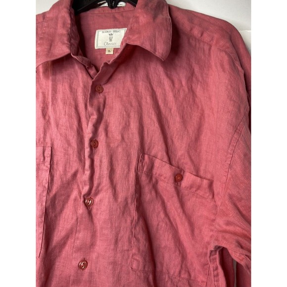 Burma Bibas Short Sleeve Button Up Shirt Men's Large 100% Linen - Picture 11 of 16